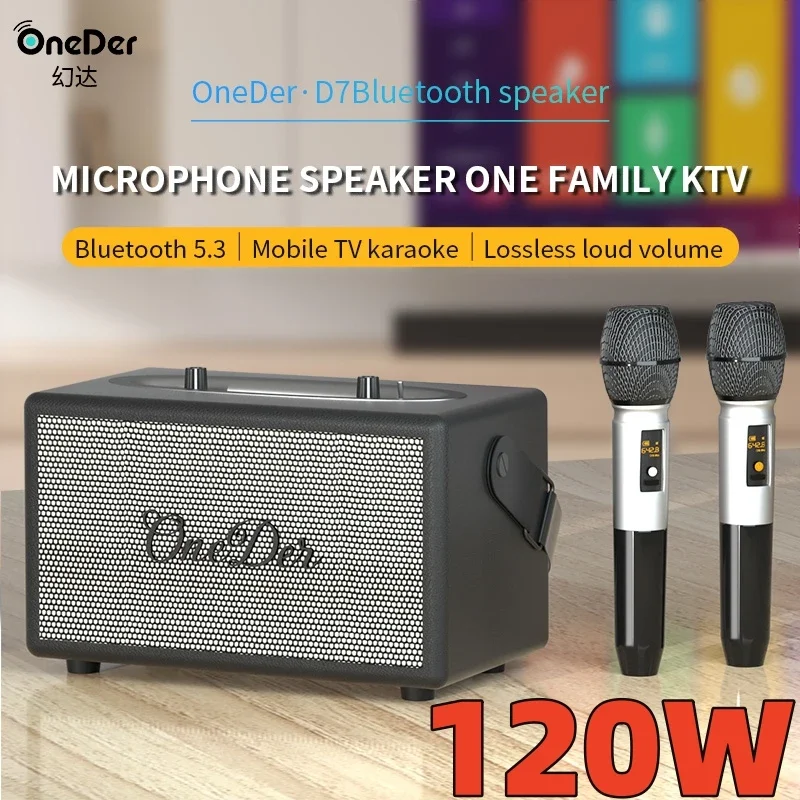 retro Bluetooth speaker 120W high-power outdoor handheld karaoke home singing KTV wireless speaker sound system for audience