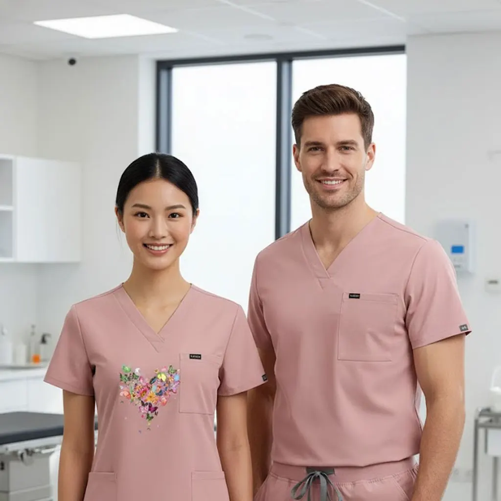 

Custom DIY Exclusive Print New Color Women's Short-Sleeve Scrubs Skin Mgmt Nurse Surgeon Medical Workwear