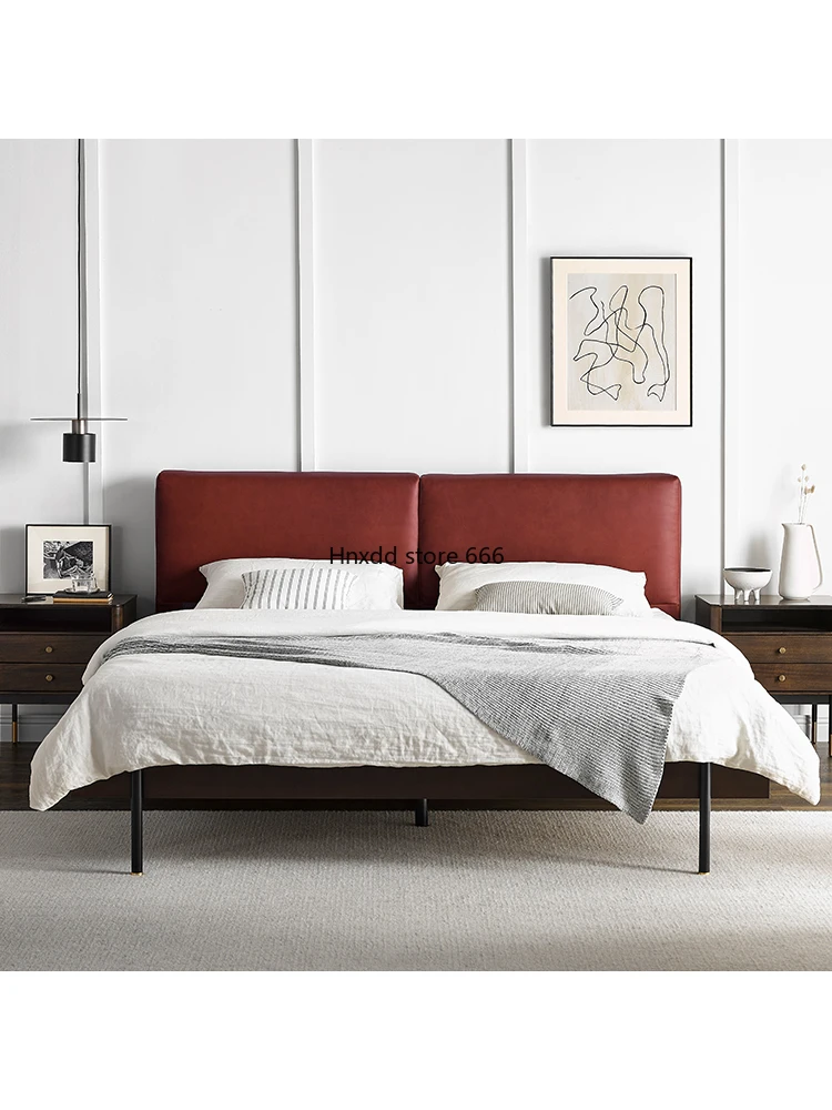 Nordic ancient leather bed modern minimalist