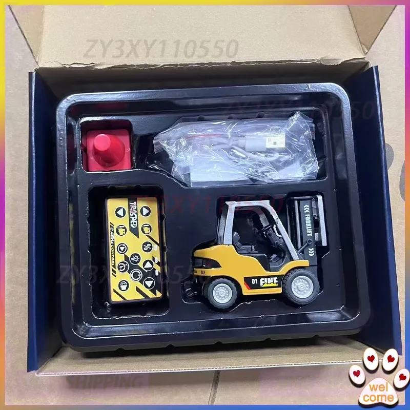 

1:64 Mini Alloy Forklift Remote Control Toy Multifunctional with Multiple Detachable Brackets Suitable for Children's Gifts