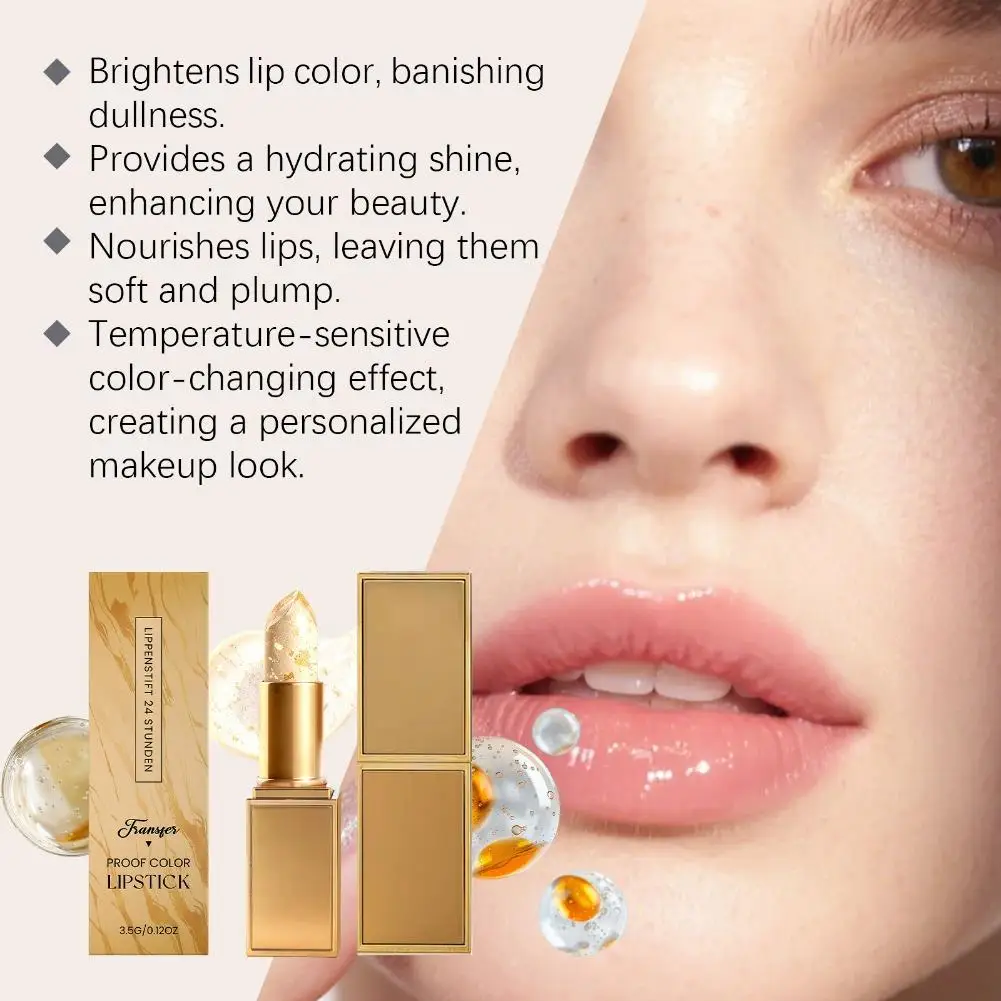 Gold-Kristall-Lippenstift, Folien-Lippenbalsam, weicher, natürlicher Farblipgloss, leicht feuchtigkeitsspendende Textur, feuchtigkeitsspendend, nicht fettig, reduziert Lippenlinien – Detail 17