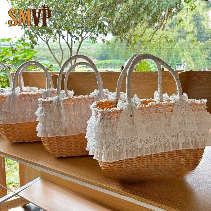 

Lace Wicker Pet Carrier Basket Breathable Outdoor Travel Bag For Small Dogs And Cats Handheld Pet Tote Pet Backpack