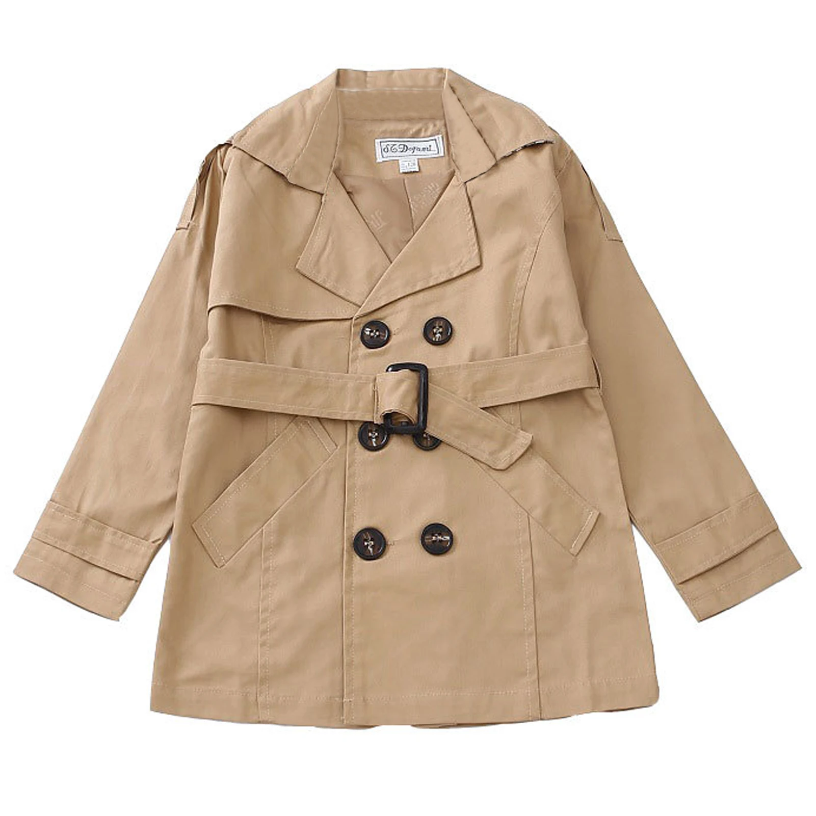 Boys Trench Coat Classic Children's Transition Jacket with Belt Double Breasted Lapel Autumn Spring Teenagers Windbreaker