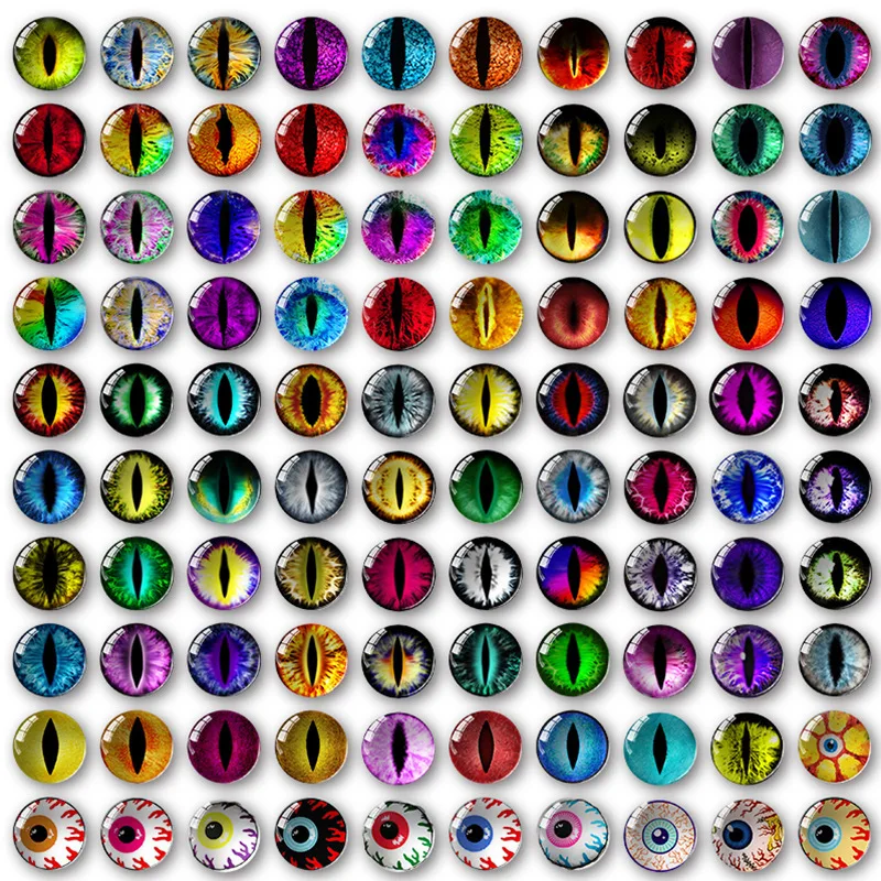 50 Stuks 6/8/10/12Mm Pop Glas Oog Ronde Dragon Cat Eyes Flatback Cabochons Decoratie Sleutelhanger Diy Accessoires