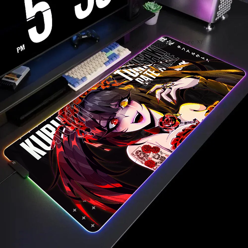 

Коврик для мыши Kurumi Date A Live XXL RGB Коврики для игровой мыши HD Черные аксессуары для геймеров Большой светодиод