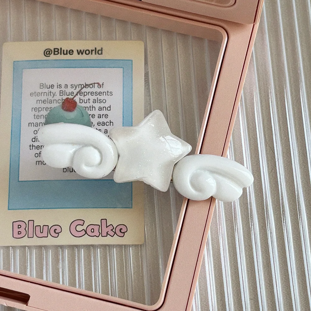 Korean 2026 New Trend Alloy Resin Star Wings Hair Clip Student Cute Side Clip Women's Elegant Duckbill Clip Hair Accessories view 6