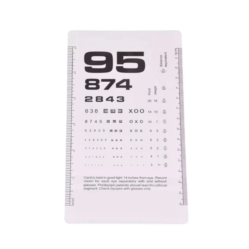 Visual Acuity Exam & PD Measurement Tool Double Side Eye Chart / PD Ruler / Eye Occluder Eye Chart for Test M68E