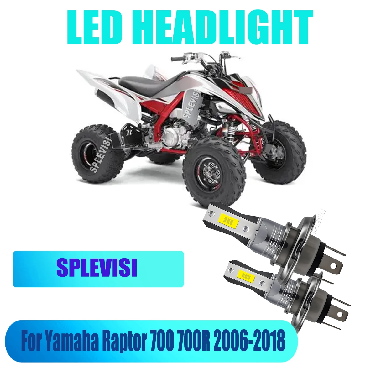 H4 9003 Motorcycles LED Bulb - Direct Replacement for Standard Headlights For Yamaha Raptor 700 700R 2006 2007 2008 2009-2018