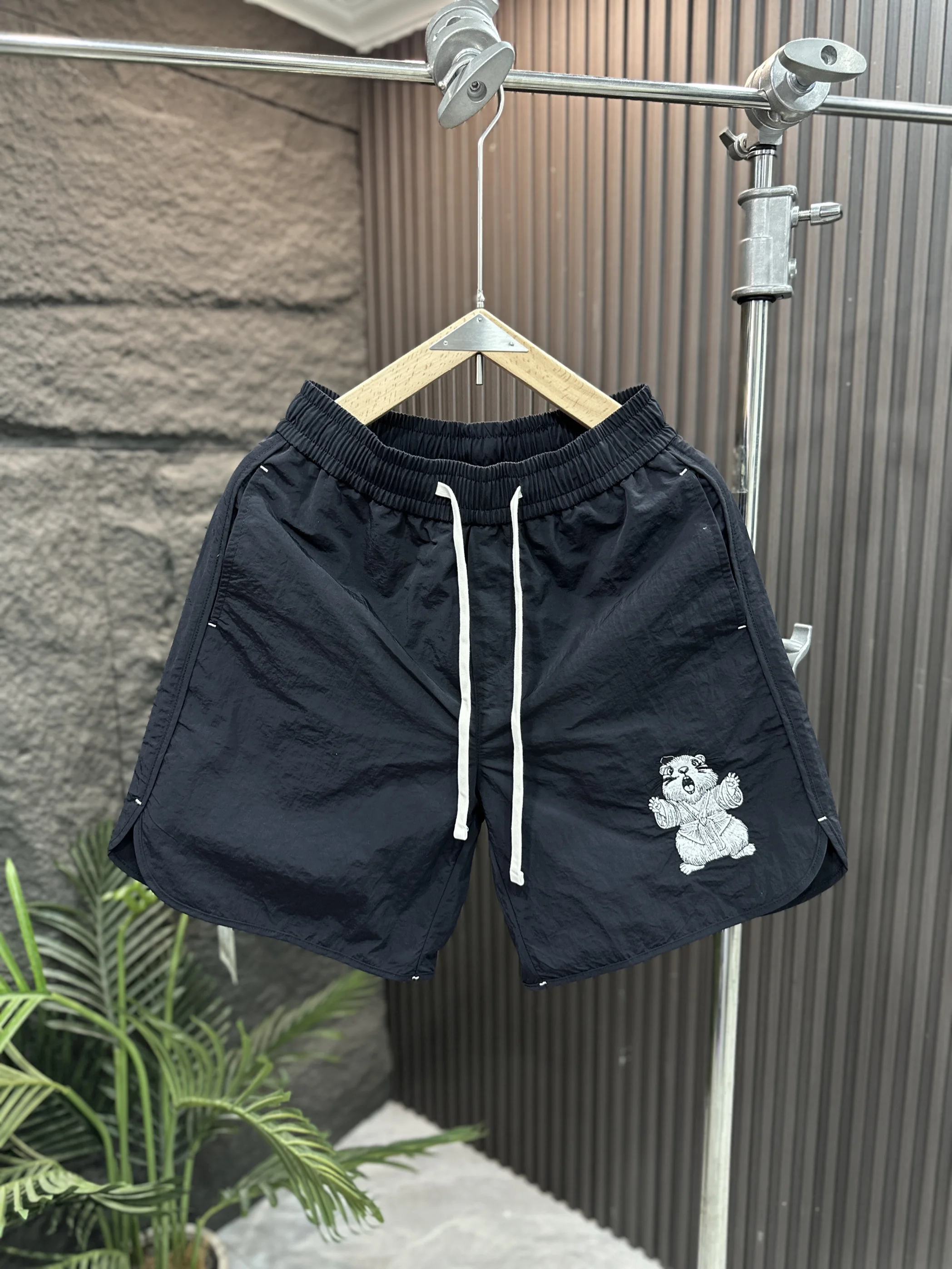 

Американские ретро-шорты модного бренда с вышивкой, летние повседневные, на эластичной резинке, мужские, свободного прямого кроя, трендовые брюки-бермуды