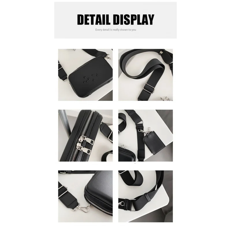 Men's Small Bags Crossbody Trend Phone-Bag Simple Personality Single Shoulder PU