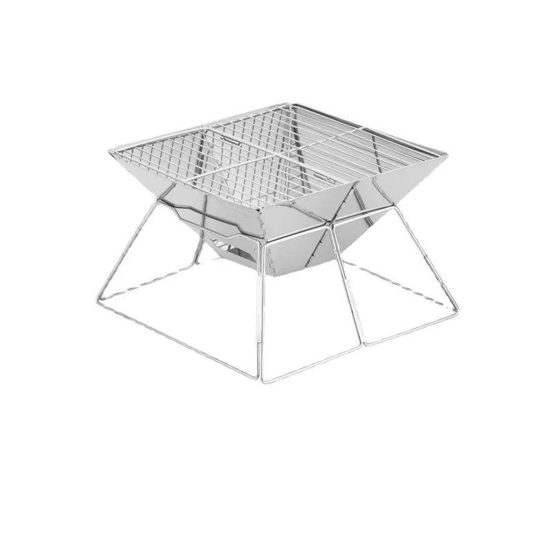 

Custom Outdoor Portable Stainless Steel Firewood Stove Camping Charcoal Fuel Folding Barbecue Grill for Cooking