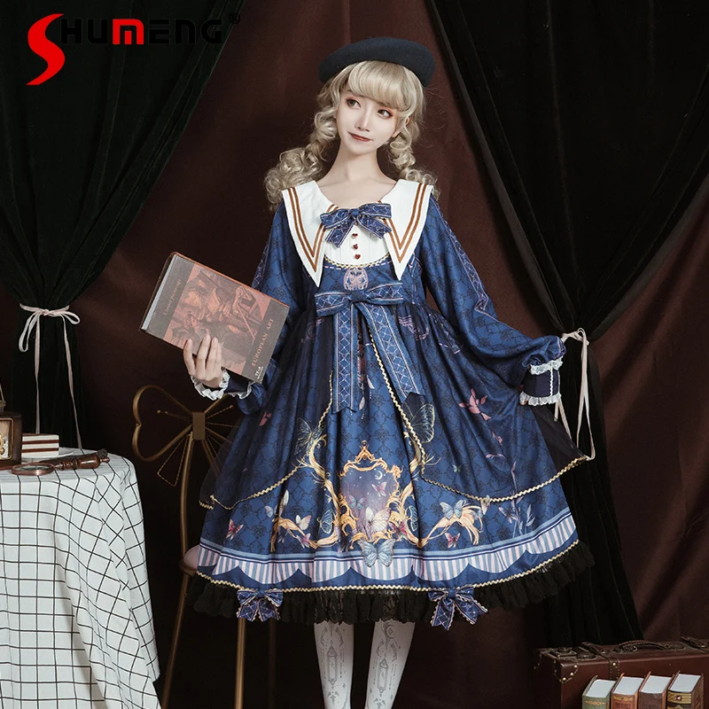 

Original Lolita Op Long Sleeve Dress for Women 2024 Spring New Daily Elegant Over Size Dresses Vestido Feminino Women Clothing