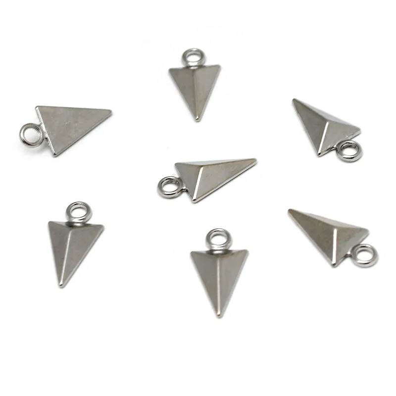 20Pcs Stainless Steel Charms Solid Triangle Charms Cone Pendant for DIY Jewelry Necklace Earrings Pendant Making Accessories