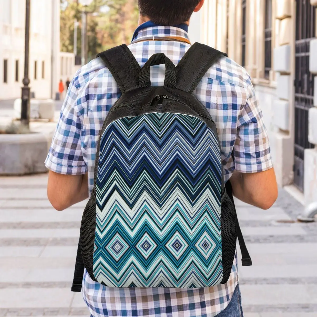 Home ZigZag Multicolor Backpacks for Men Women School College Students Bookbag Fits 15 Inch Laptop Chic Geometric Bags