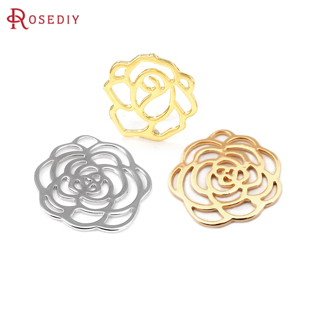 

10PCS 18K Gold Color Brass Rose Charms Pendants High Quality Diy Jewelry Making Supplies Necklace Earrings Accessories for Women