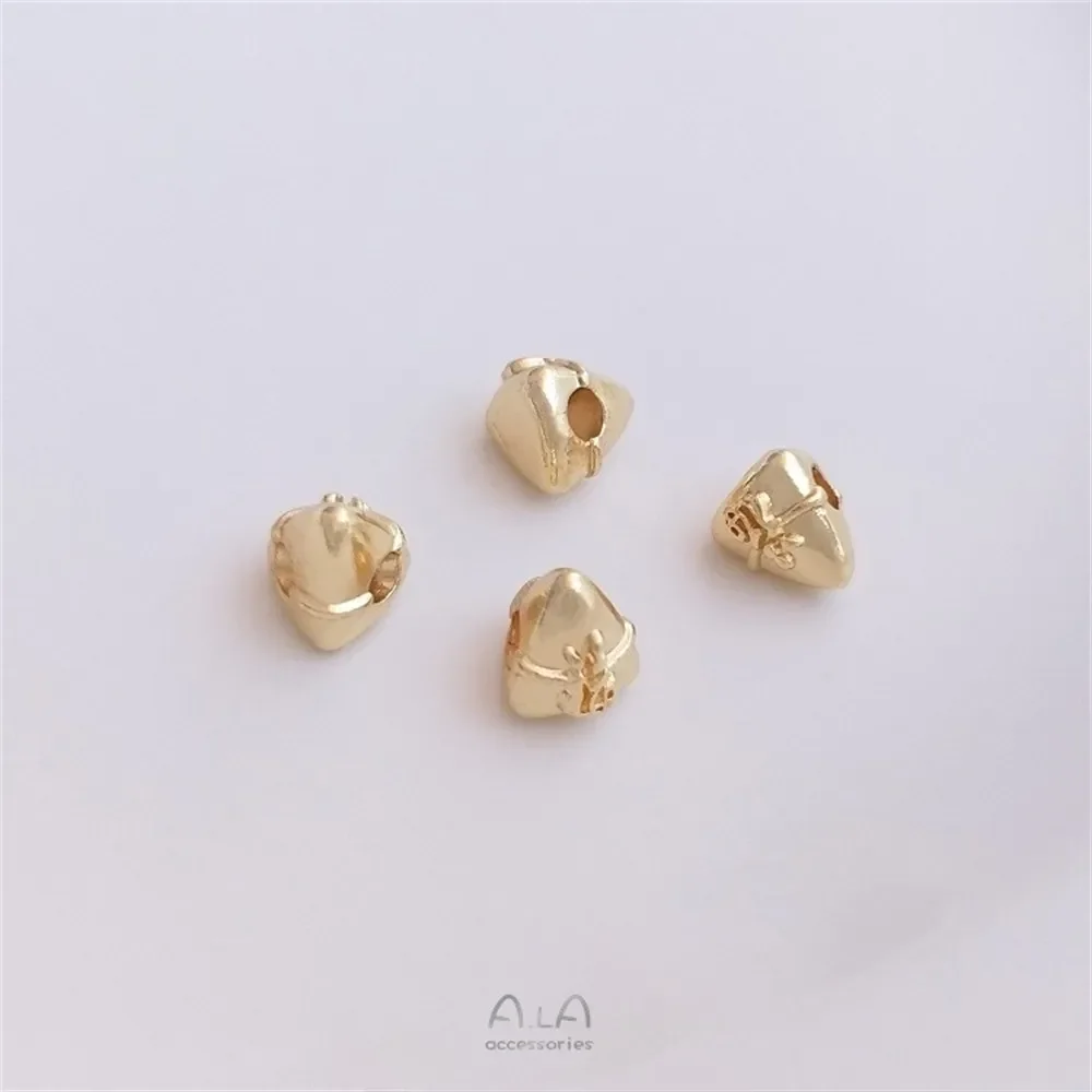 14K Gold-coated Dumplings Gold Ingots Hexagonal Beads Small Lotus Cherry Bell Pendants Diy Charms Accessories K425