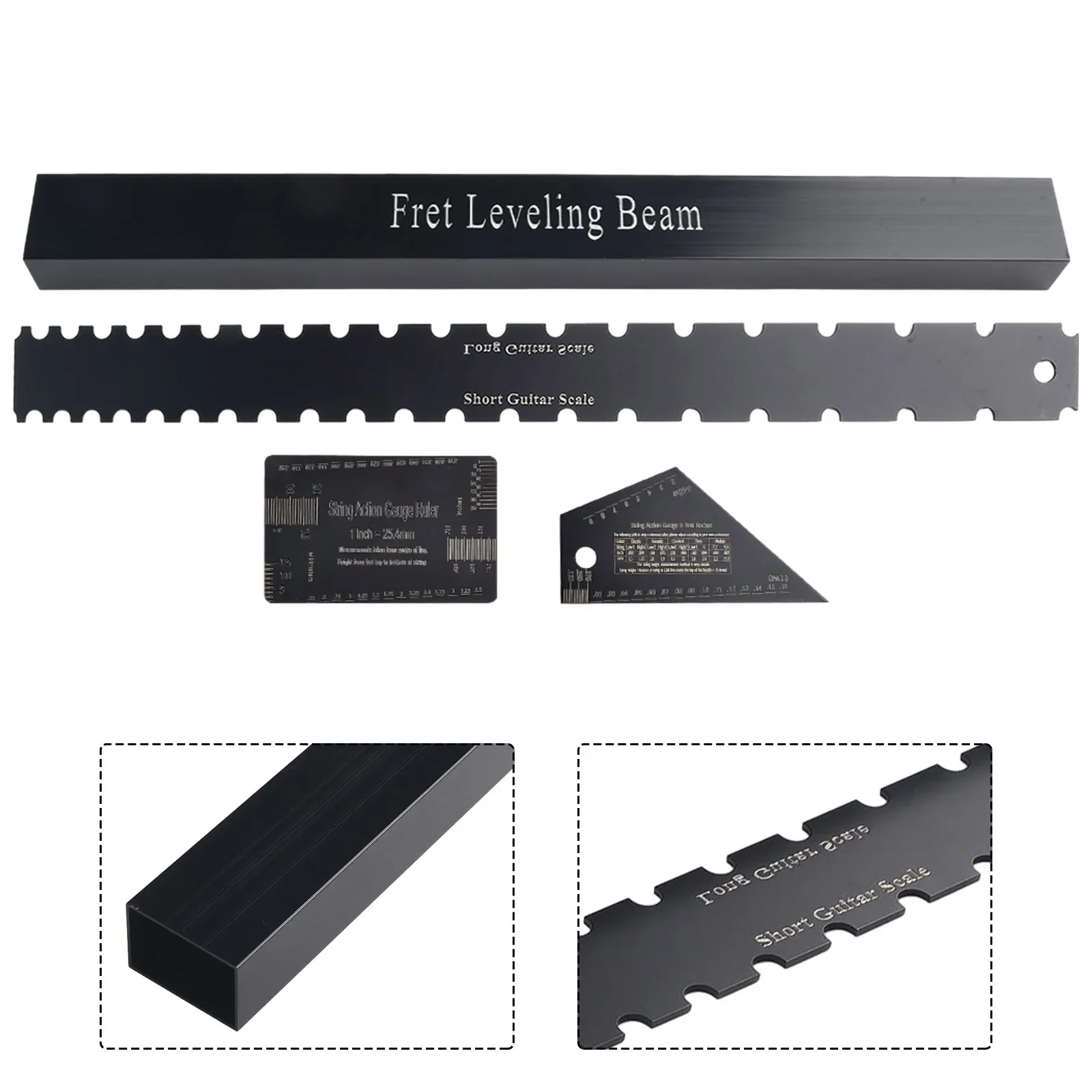 

4 PCS Guitar Neck Straight Edge Fret Leveling Beam Ruler Kit Luthier-Tools Set For Fretboard And Frets-Adjustment