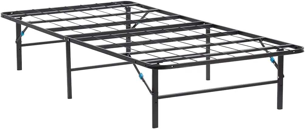 Foldable Twin XL Bed Frame, Steel Platform with Tool-Free Assembly, 14 Inches High in Black