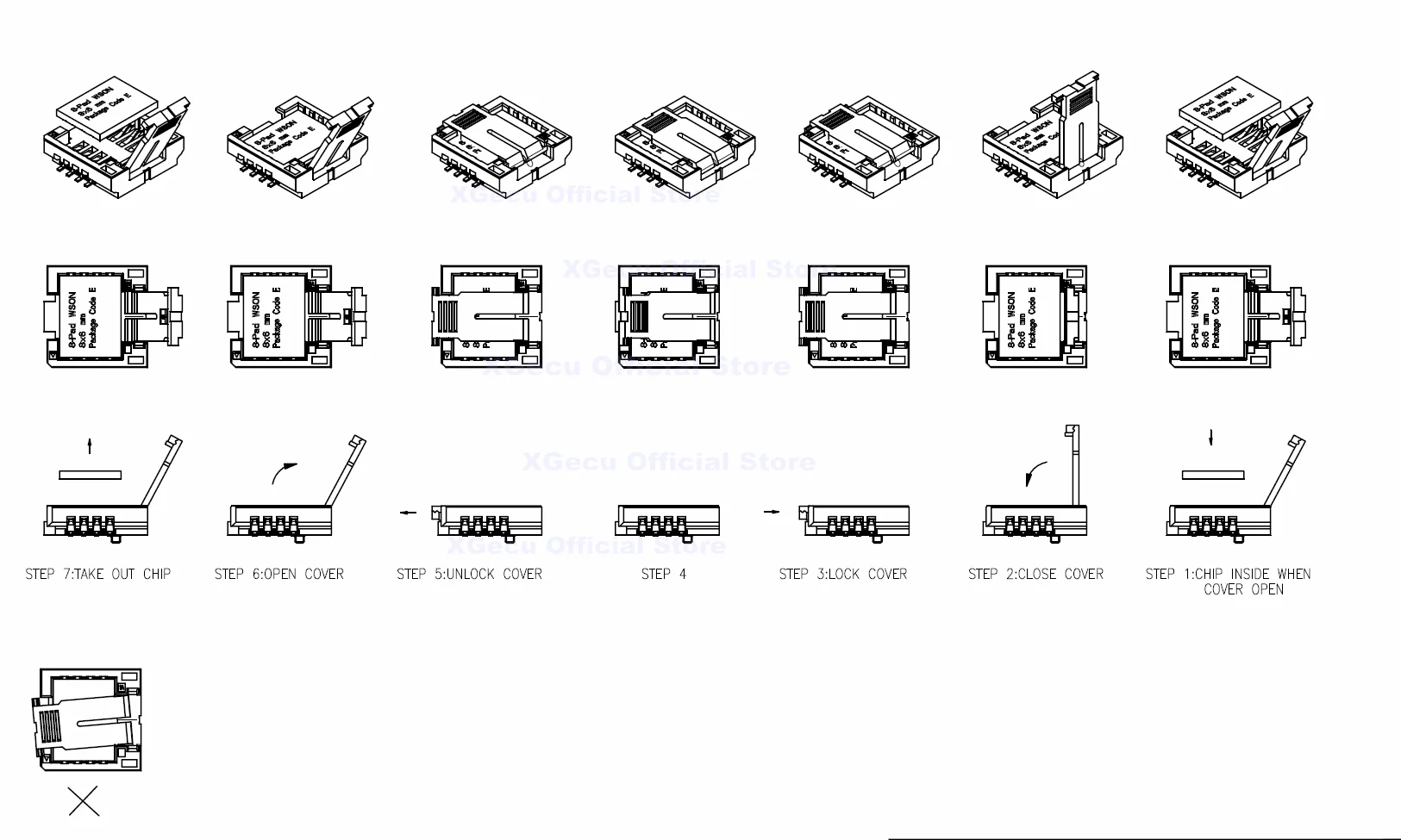 QFN8 /WSON8/MLF8/MLP8/DFN8 TO DIP8 universal two-in-one socket/adapter for both 6*5MM and 8*6MM chips SMT  BIOS flash socket