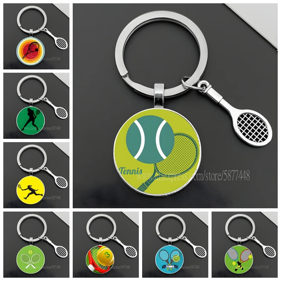 Tenis spor anahtarlık tenis raketi kolye cam kubbe anahtarlık tenis tutkunları hediye kulübü toptan