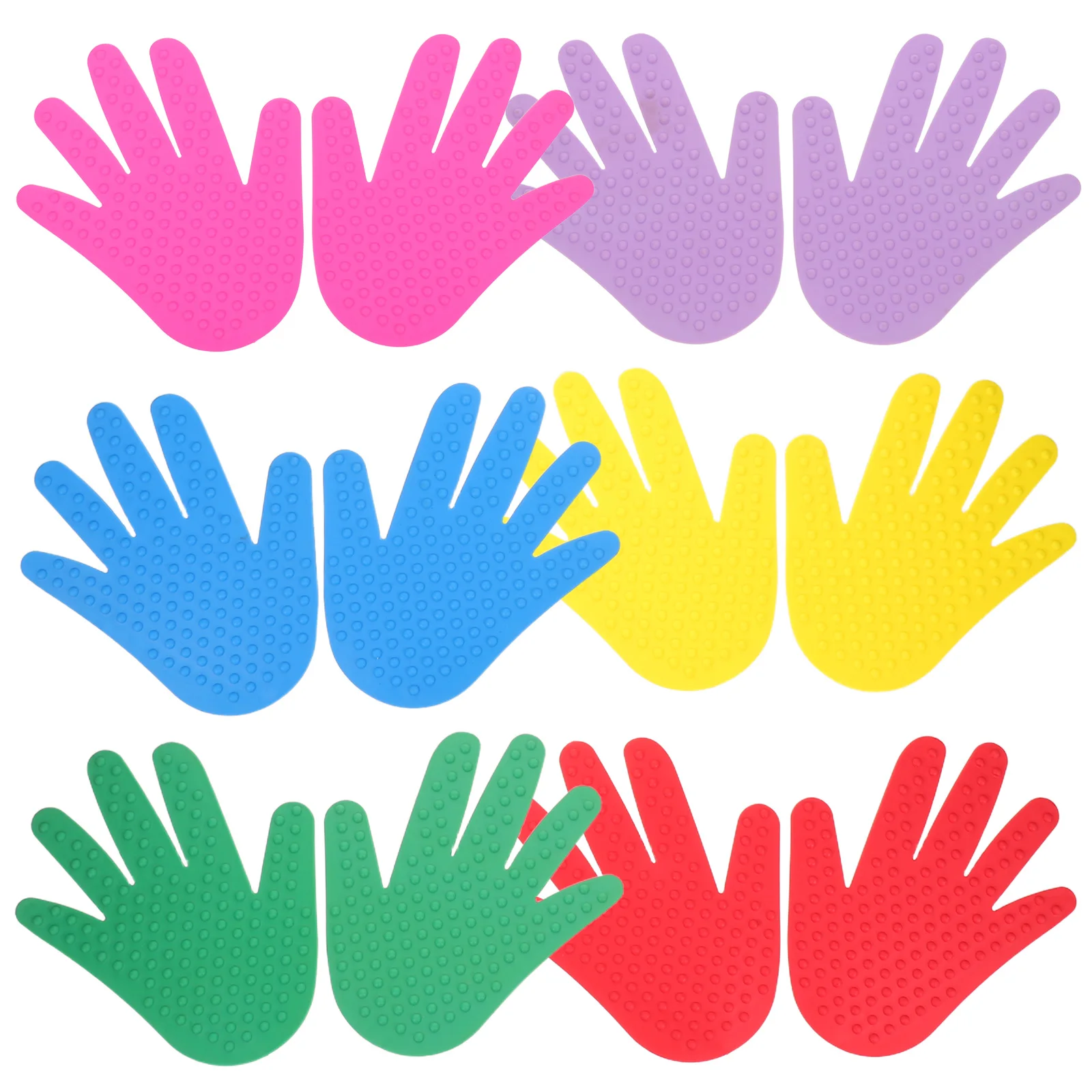 

6 Pairs Children's Outdoor Cooperation Board Hand Shaped Floor Markers Equipment Classroom Plastic Carpet Spots for