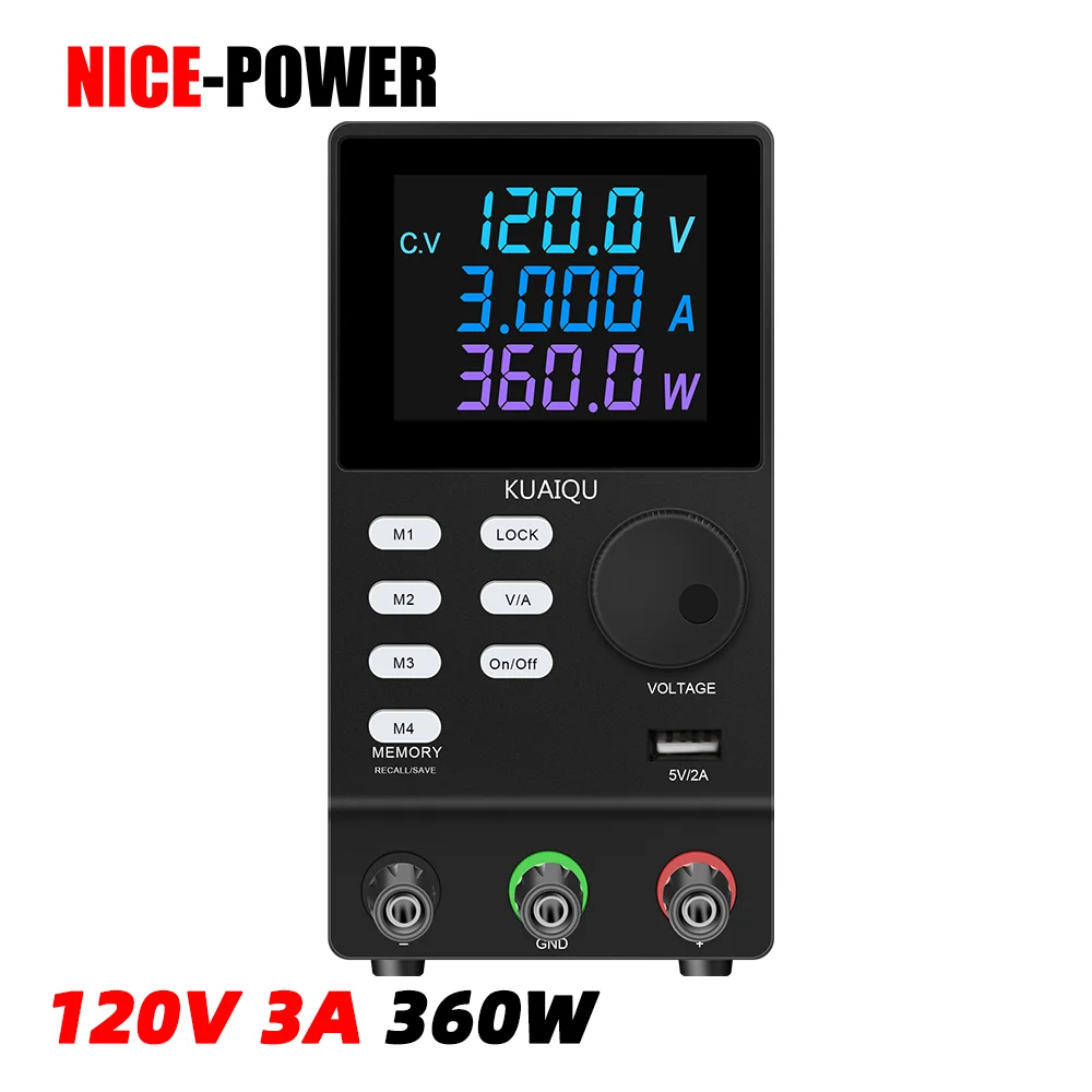 

NICE-POWER SPPS1203D с функцией памяти Регулируемый источник питания постоянного тока 12 В 3 А 360 Вт Цветной светодиодный цифровой дисплей Прецизионная ручка Encode