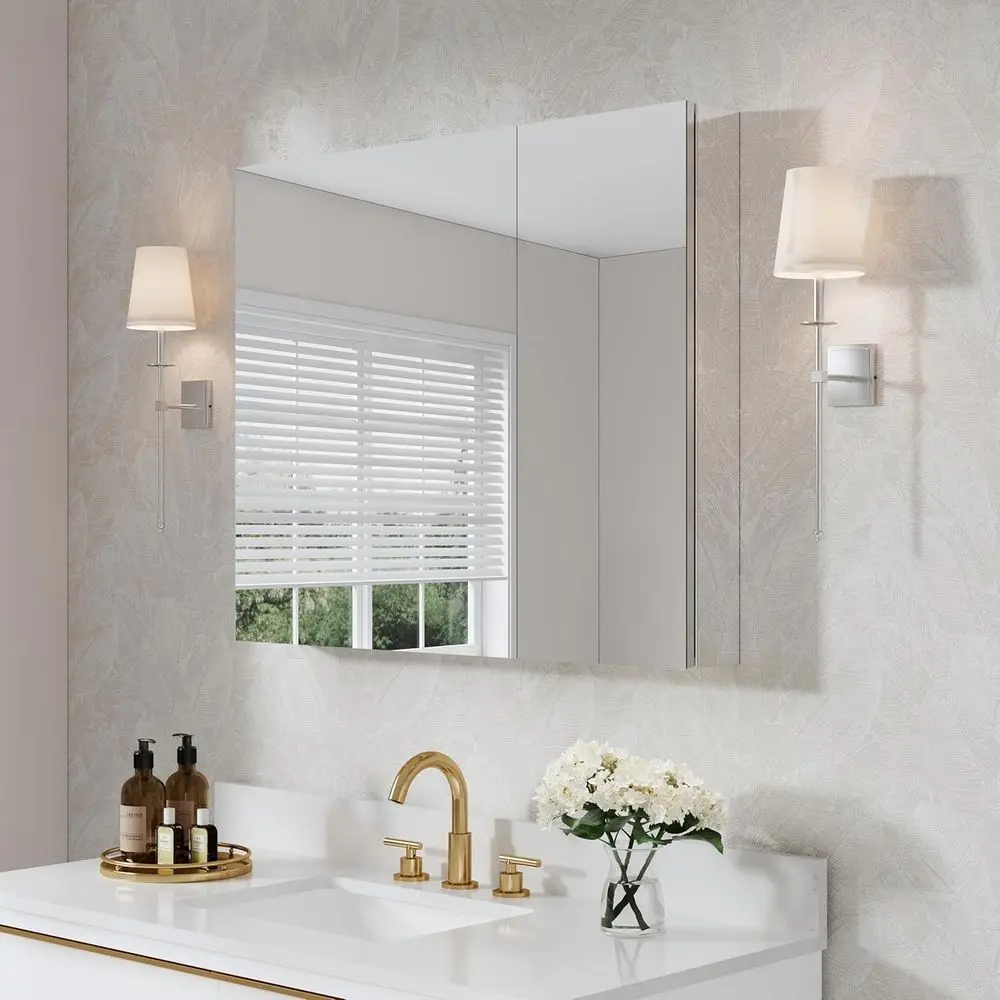 

30 x 36 Surface-Mounted Medicine Cabinet with Tempered Glass Mirror and Storage