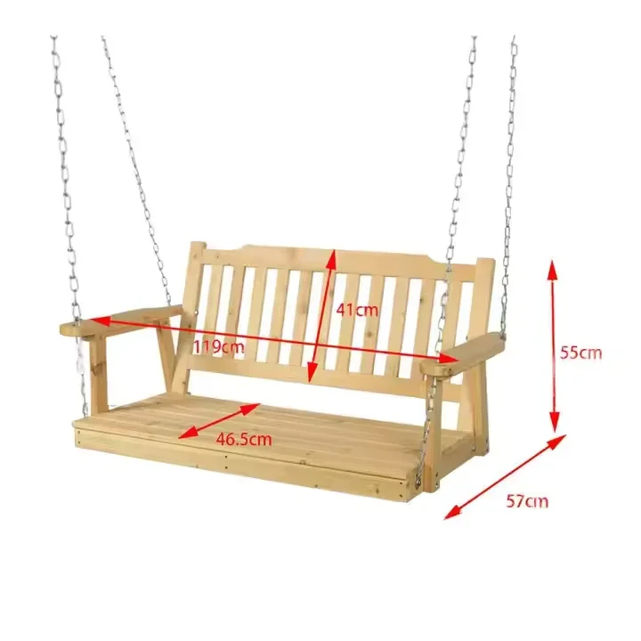 2026 High Quality Modern Style Outdoor Garden Swing Chair Comfortable Hanging Porch Swing Made of China Fir Wood for Patio Use