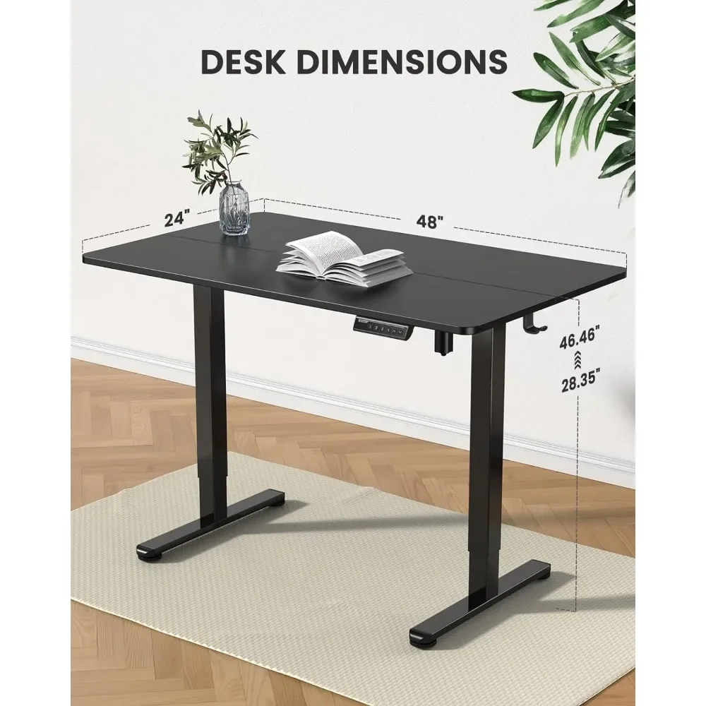 Height Adjustable Electric Vertical Office Desk, 48 X 24 Inch Sitting Desk, Memory Computer Home Office Desk (black)