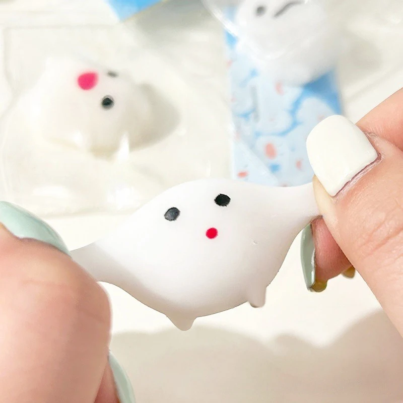 Squishy Toy 1/8Pcs Little Ghost Mochi Soft Rubber Toy Specter Pinching Slow Rebound Decompression Vent Toy Stress Release Gift