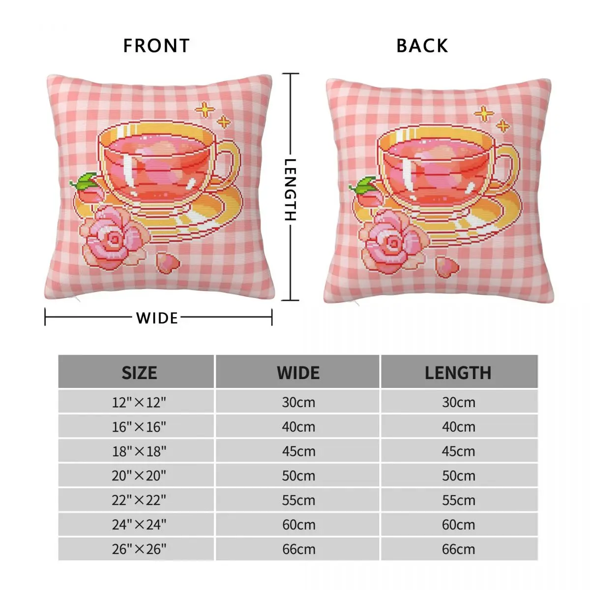 Pixel Tea Peony Pillowcase Polyester Linen Velvet Pattern Zip Decor Sofa Cushion Cover 45x45