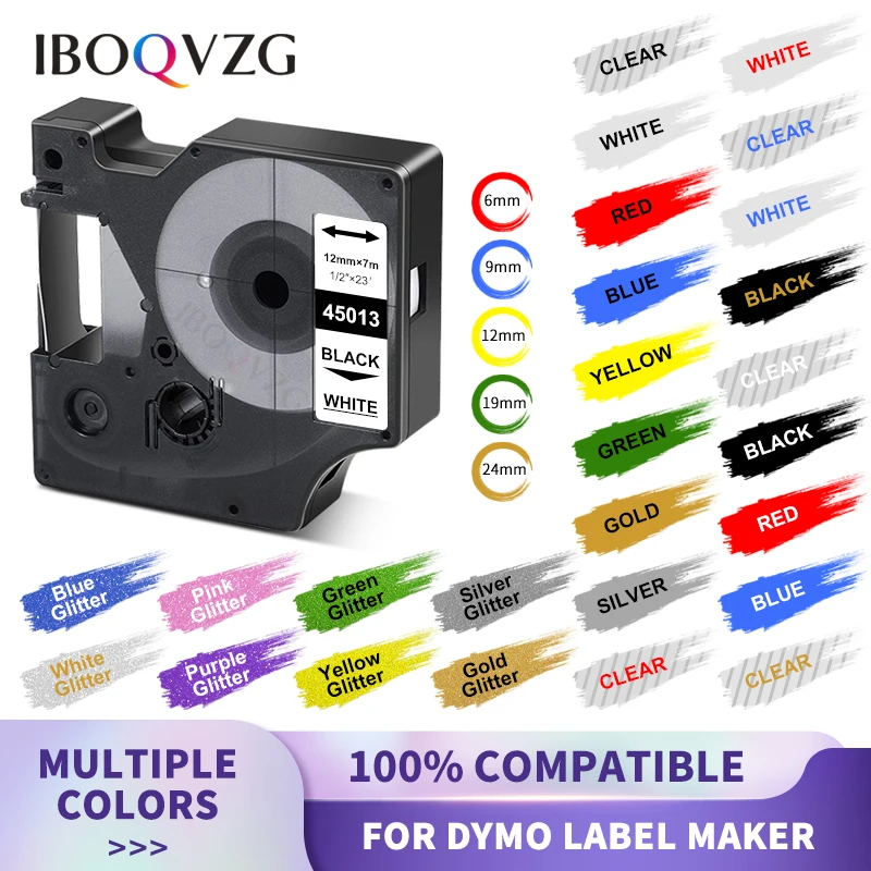 IBOQVZG 45013 45010 Label Tapes D1 45013 Cartridge Compatible for Dymo LabelManager Writer Maker 280 160 260P 45803 43613 40913