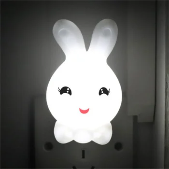 4 색 LED 만화 토끼 밤 램프 크리 에이 티브 나이트 라이트 AC110-220V EU 미국 플러그 침대 옆 램프 어린이위한 아기 선물 용품