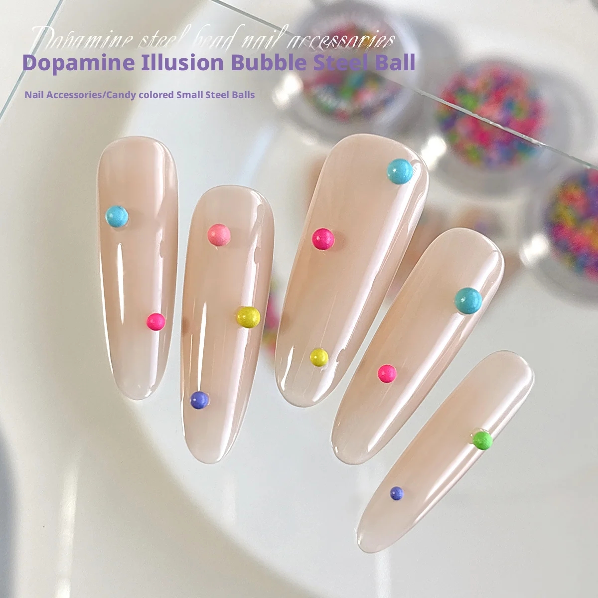 Kaniu 1 Box Macaron Hars Bubble Kralen Nail Art Decoraties Kleurrijke Plaksteen Steentjes Sparkly 3D Halve Bol Charms Manicure