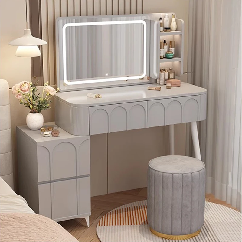 

Gray Modern Wood Vanity Tables Stool Nordic Girls Unique Bedroom Vanity Tables Drawer Seating Large Penteadeira Home Furniture