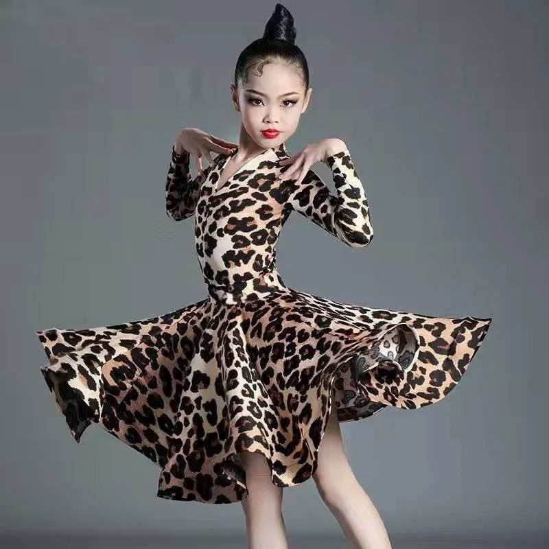 Girls Latin Dance Dress For Kids Professional Competition Exam Training Wear Ballroom Tango Salsa Cha Cha Performance Outfit