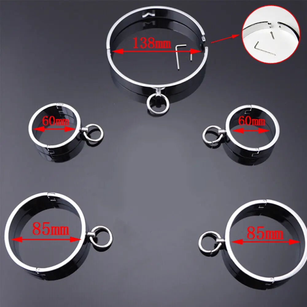 Metal Handcuffs Ankle Cuffs Neck Collar Locking Pin Circle Slave Restraint Cosplay Shackle Bondage BDSM Sex Toys for Men Women