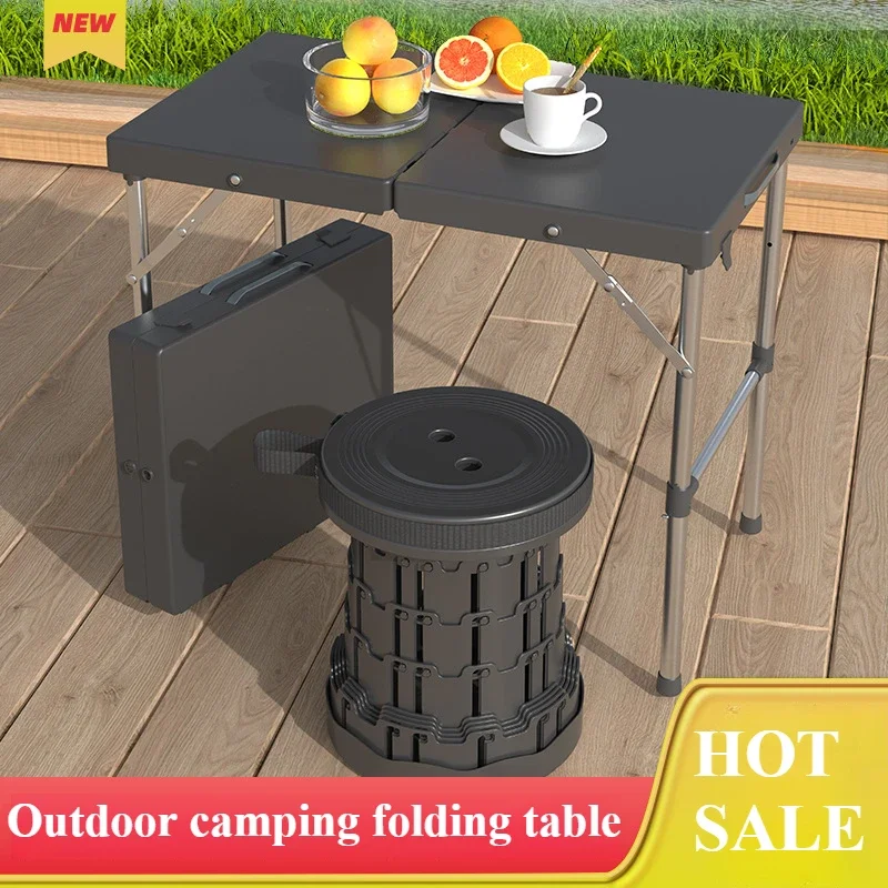 Outdoor Portable Rectangular Folding Table Plastic Outdoor Camping Stall Table Camping Table New