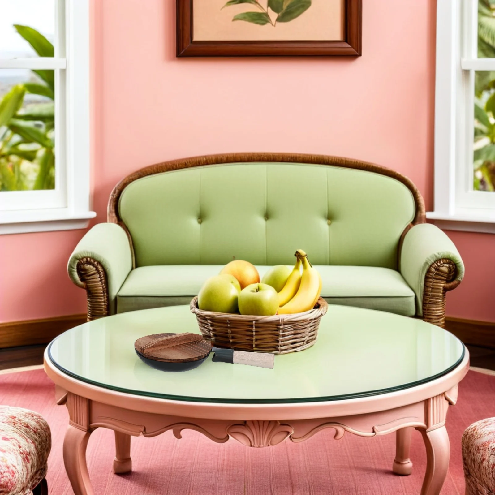 

1Set Kids Play Kitchen Accessories Realistic Cooking Set Mini Pancake Non-Stick Frying Pan Wooden Lid Spreader Pretend Cooking