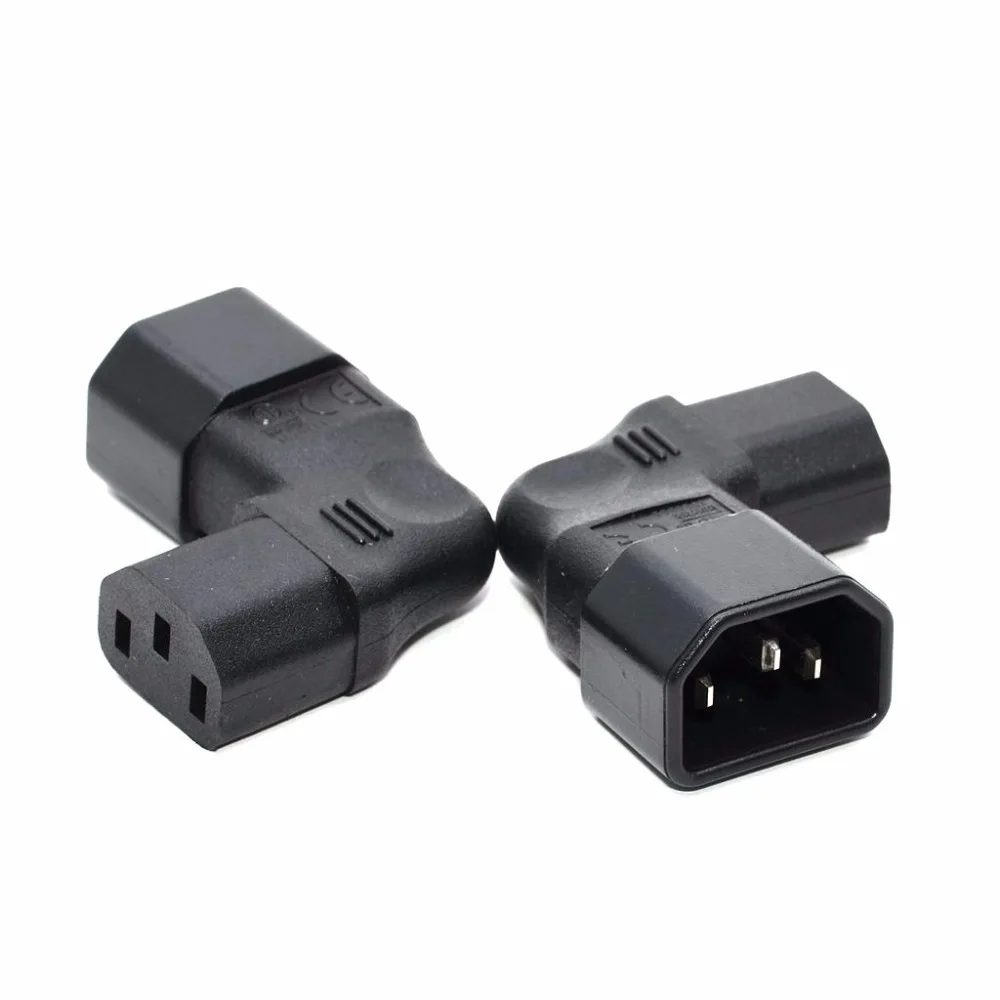 1PCS IEC Connectors IEC 320 C14 male to C13 famale Vertical right angle Power adapter Conversion plug