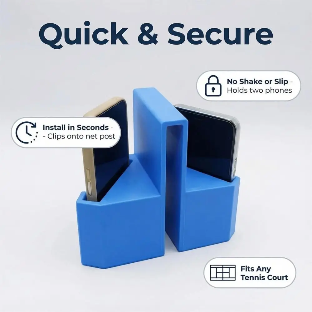 

Регулируемое крепление для теннисной камеры с двусторонним надежным креплением, держатель для телефона на теннисную сетку, 3D-печатный зажимной кронштейн для записи матчей