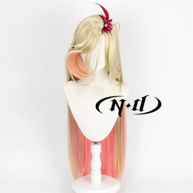 ND Zhan He 코스프레 헤어 가발 게임 코스프레 왕국 재, 롱 믹스 컬러 헤어, 코스튬 게임 테마 파티용 내열성
