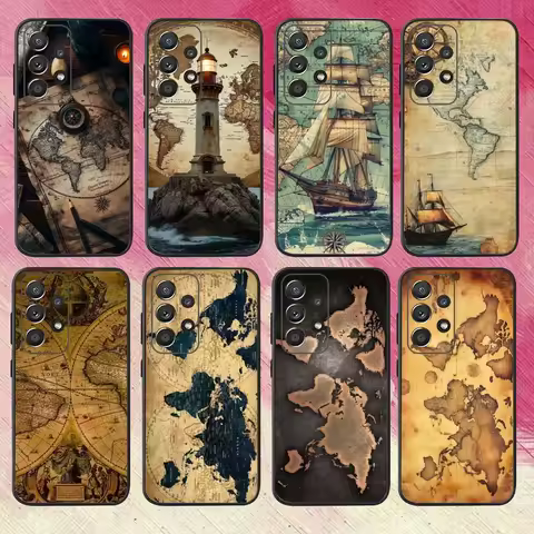 World Map Phone Case For Samsung S25,S24,S21,S22,S23,S30,Ultra,S20,Plus,Fe,Lite,Note,10,9,5G Black Cover