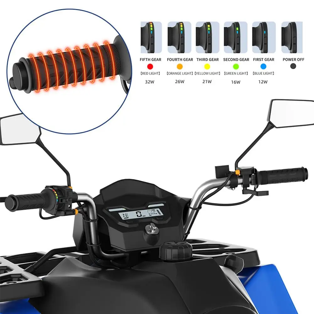 

Ручки с подогревом для мотоцикла, электрического велосипеда, 5-уровневая регулировка с памятью, простая установка, зимний теплый аксессуар для мотоцикла