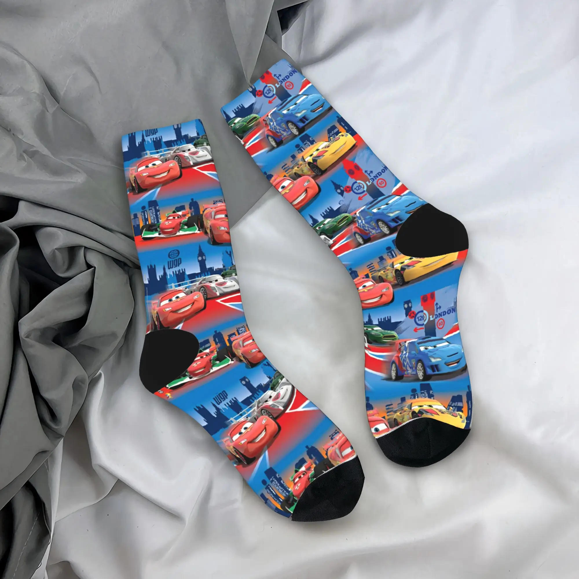

Life Is A Highway Lightning McQueen Socks Men's Women's Cars Socks Hip Hop Spring Summer Autumn Winter Middle Tube Socks Gifts