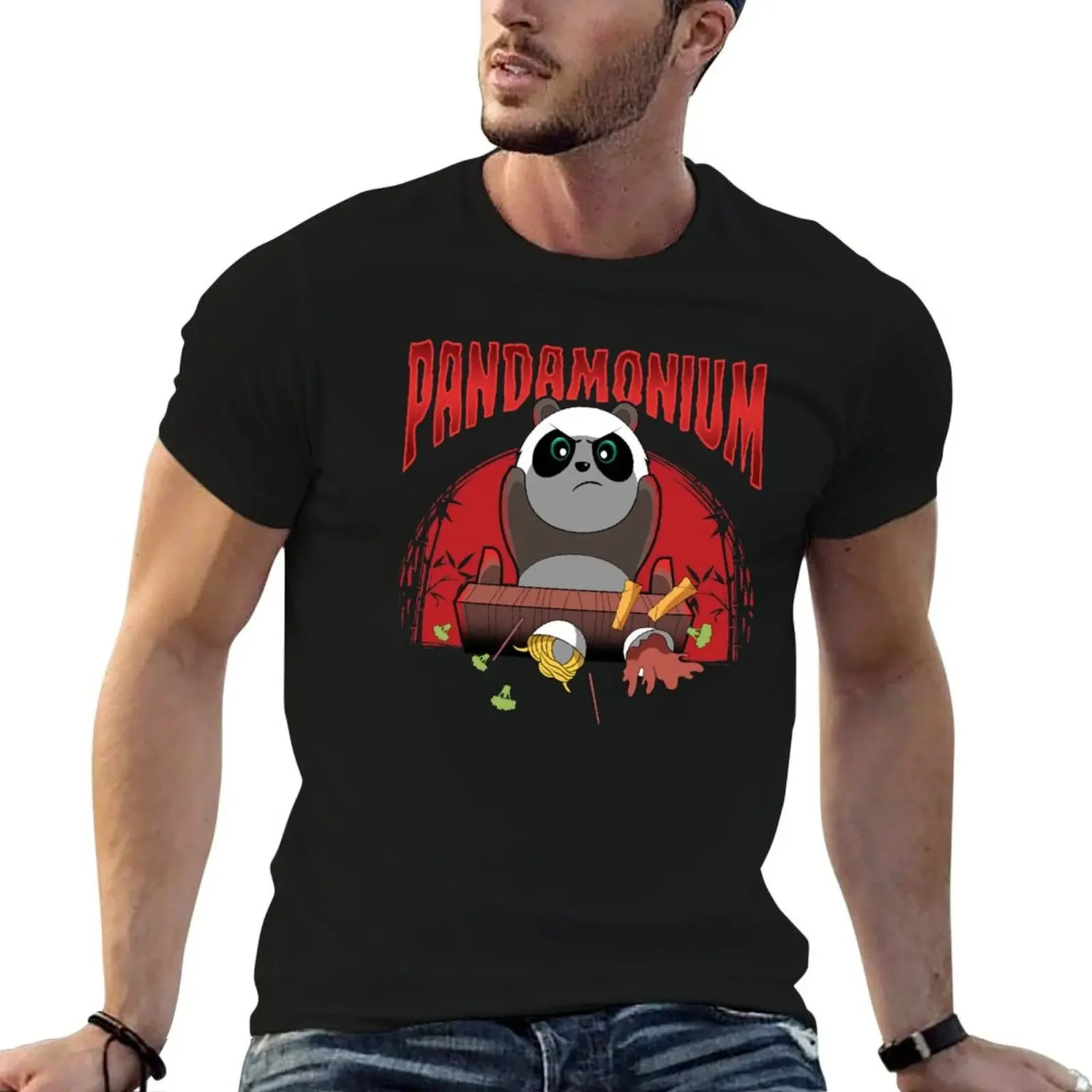 

Pandamonium Panda Bear T-Shirt man clothes T-shirts oversize graphic t shirt vintage plain white t shirts men