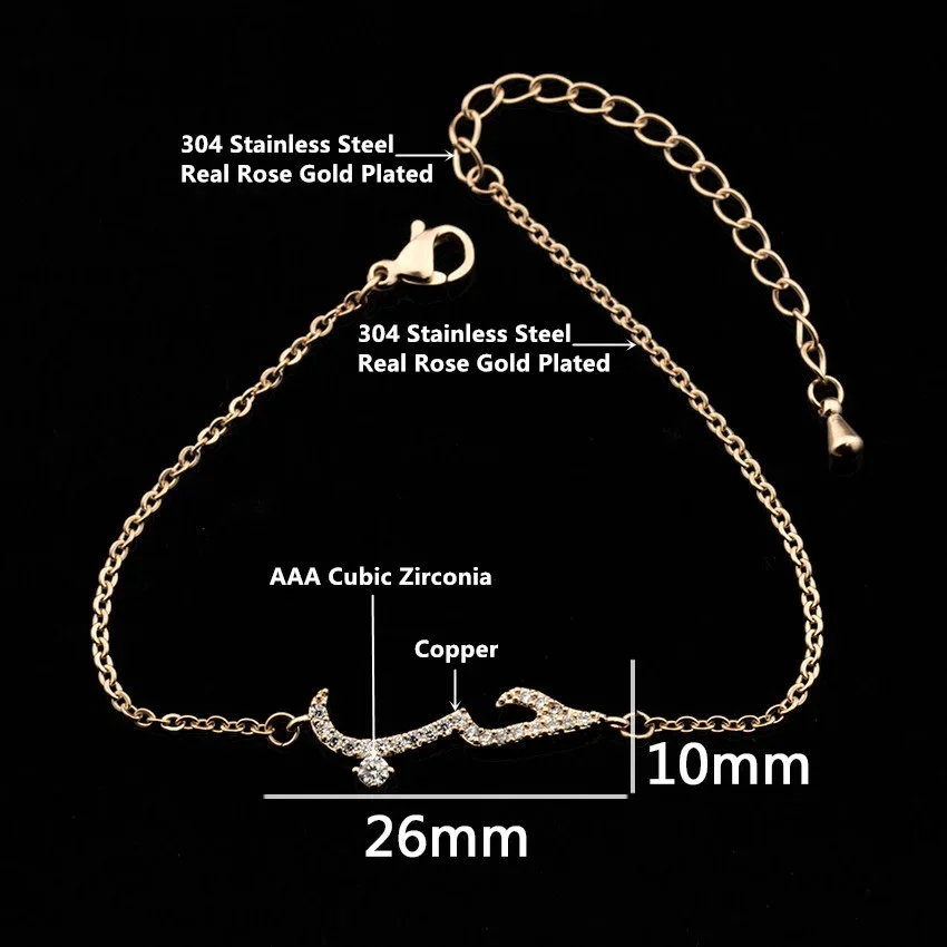 Cubic Zirconic Arabic Love Bracelet For Women Girls Charm Gold Color Stainless Steel Bracelets Female Jewelry Mom Gift pulseras