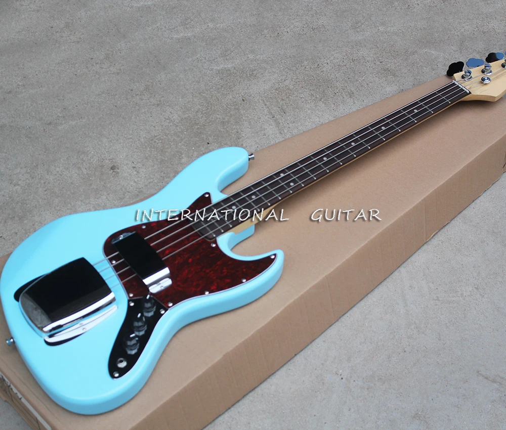 Blue 4 Strings Electric Bass Guitar with Covers,Rosewood Fretboard ,20 Frets,Customizable