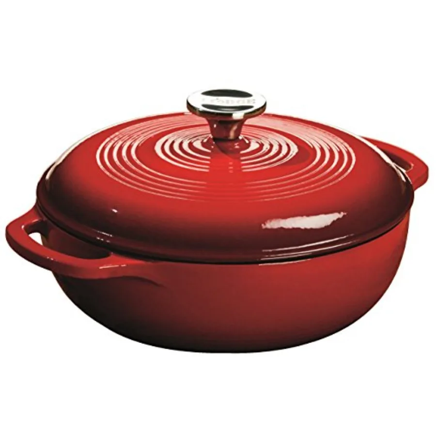 

3 Quart Enameled Cast Iron Dutch Oven with Lid Dual Handles Oven Safe up to 500° F or on Stovetop - Use to Marinate Cook Bake R