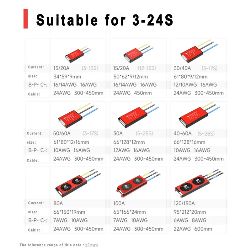 13S 48V 15A 20A 30A 40A 50A 60A Lithium Battery Polymer Battery Protection Board BMS Waterproof Protection Board with Balance